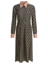 Valentino Waist Belted Buttoned Collar Long Sleeved Dress In Black