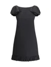 Valentino Boat Neckline Mini Dress With Shoulder Bows In Black