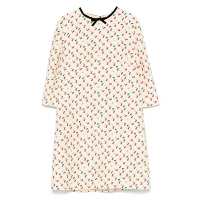 Valentino Cherry Print Crepe Couture Mini Dress In Multi