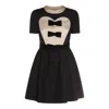 Valentino Double-bow Mini Dress In Wool In Black