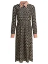 Valentino Waist Belted Buttoned Collar Long Sleeved Dress