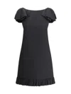 Valentino Ruffle Sleeve Wool Mini Dress In Multi