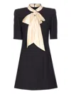Valentino Womens Nero Champagne Bow-embellishment Short-sleeves Wool And Silk Mini Dress In Animal Print