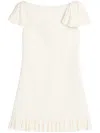 Valentino Ruffled Wool And Silk-blend Crepe Mini Dress In Beige