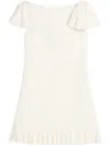 Valentino Ruffled Wool And Silk-blend Crepe Mini Dress In Beige