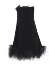 Valentino Mini Dress With Feathers In Black