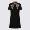 Valentino Embellished Pussy-bow Wool And Silk-blend Crepe Mini Dress In Black