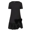 Valentino Velvet Bow Ruffle Short-sleeve Mini Dress In Black