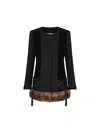 Valentino Velvet-texture Paneled Dress In Black