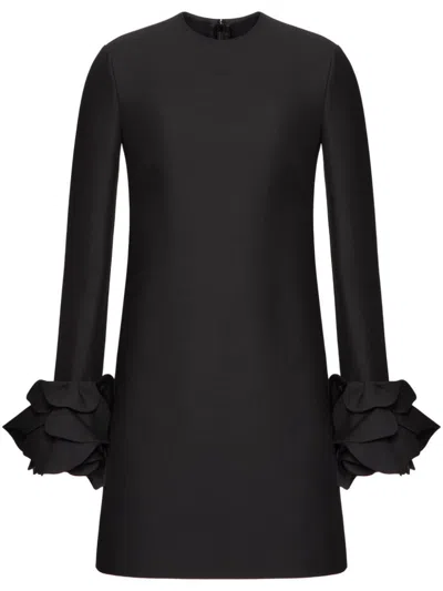 Valentino Ruffle-cuffs Mini Dress In Black
