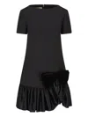 Valentino Velvet Bow Ruffle Short-sleeve Mini Dress In Animal Print