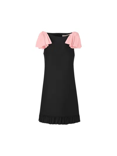 Valentino Crepe Mini Dress In Black