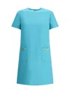 Valentino Virgin Wool Mini Dress In Blue