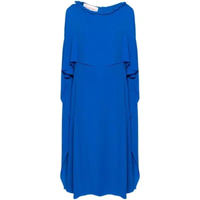 Valentino Braided Georgette Midi Dress In Blue