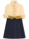 Valentino Womens Provence Blue Betulla Frilled Contrast-texture Silk Mini Dress In Blue