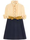 Valentino Womens Provence Blue Betulla Frilled Contrast-texture Silk Mini Dress In Blue