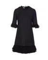 Valentino Garavani Ruffle Trim Crepe Couture Minidress In Blue