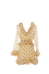 Valentino Belted Ruffled Polka-dot Wool And Silk-blend Mini Dress In Ivory+black
