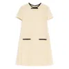 Valentino Bow Detail Virgin Wool Blend Tweed Minidress In Neutral
