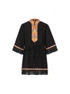 Valentino Belted Fringed Edge Dress In Multicolour