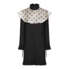 Valentino Black Wool Mini Dress In Nero/betulla