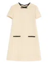 Valentino Bow Detail Virgin Wool Blend Tweed Minidress In Neutral