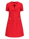 Valentino Fitted Red Dress With Decorative Bows In Red