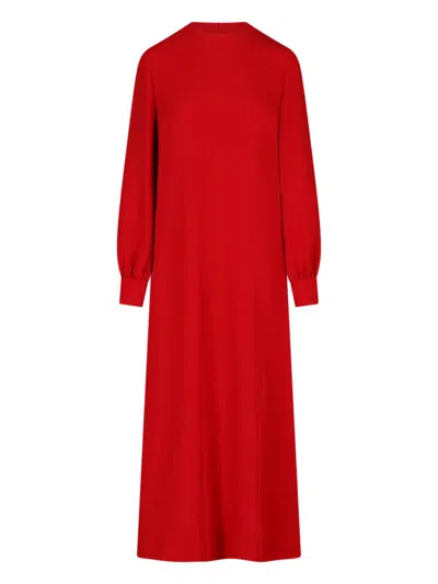 Valentino Maxi Silk Dress With Shawl In Red