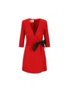 Valentino Draped Wrap Bow Mini Dress In Red