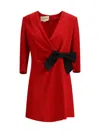 Valentino Draped Wrap Bow Mini Dress In Red