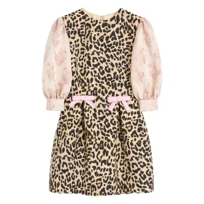 Valentino Animal-print Bow-detail Mini Dress In Neutral