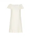 Valentino Ruffled Wool And Silk-blend Crepe Mini Dress In White