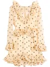 Valentino Belted Ruffled Polka-dot Wool And Silk-blend Mini Dress In White