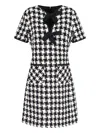 Valentino Embroidered Damier Light Tweed Short Dress In White