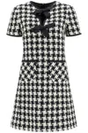 Valentino Embroidered Damier Light Tweed Short Dress In White