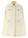 Valentino Drill Hood Capes White In Neutral