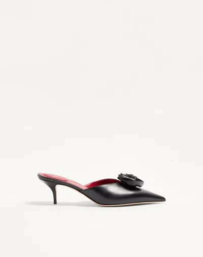 Valentino Garavani Drip Rose Kidskin Mule With Crystals 55mm Woman Black 41