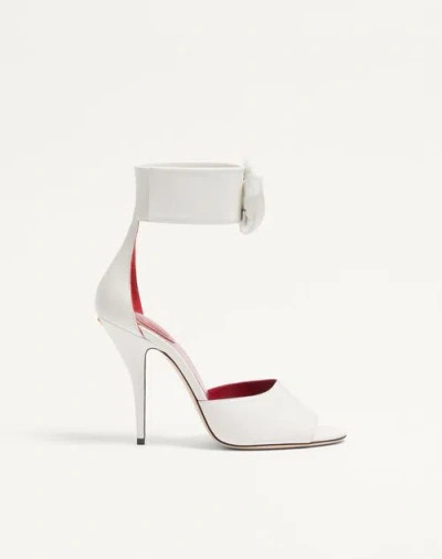 Valentino Garavani Drip Rose Kidskin Sandal With Crystals 105mm Woman White 41