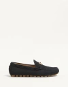 Valentino Garavani Driver Fastaway Loafer In Deerskin Suede In Black