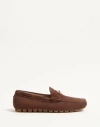 Valentino Mocassino Driver Fastaway In Cervo Suede In Brown