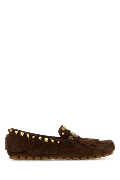 Valentino Garavani Brown Split-leather Plaster Caster Loafers