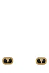 Valentino Two-tone Enamel And Metal Vlogo Earrings In Gold