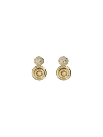 Valentino Garavani Gold\/coloured Pearl Drop Earrings In Oro 18/cream