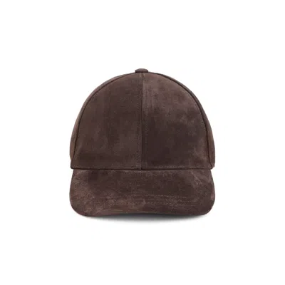 Valentino Garavani Ebony Brown Black Suede Baseball Hat In Orange
