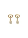Valentino Swarovski Crystal-embellished Ovalette Logo Earrings In Burgundy
