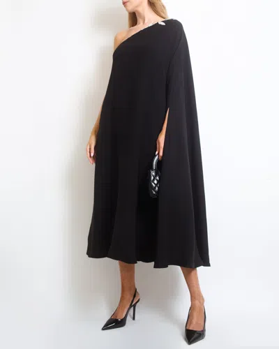 Valentino Garavani Embellished One-shoulder Silk-cady Dress In Black