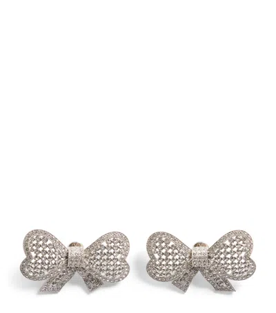 Valentino Garavani Embellished Trop Chou Stud Earrings In Silver