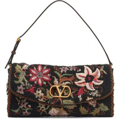 Valentino Garavani Garavani Vain Soft Embroidered Small Shoulder Bag Woman Multicolour Uni In Black