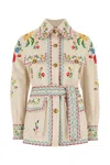 Valentino Embroidered Denim Jacket In White