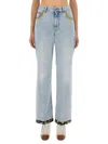 Valentino Stitched Denim Trousers With Embroidered Accents In Blue